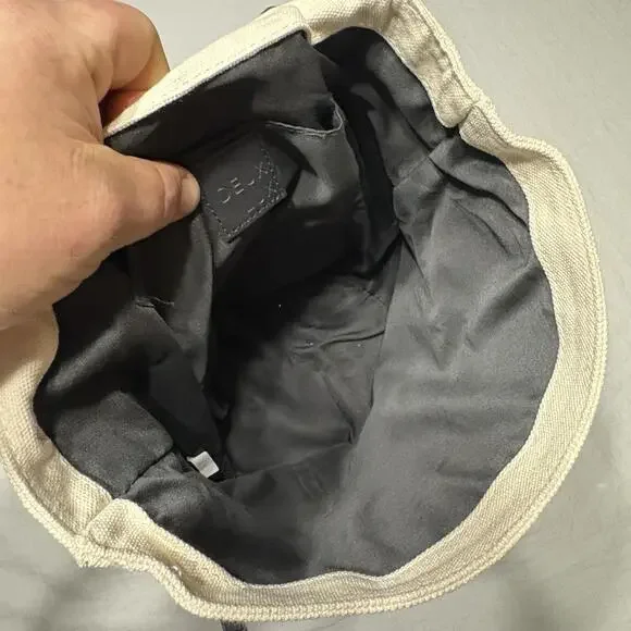 Deux Lux Anthropologie Canvas Vegan Leather Trim Backpack Strap Bag Lightweight - Picture 7 of 12